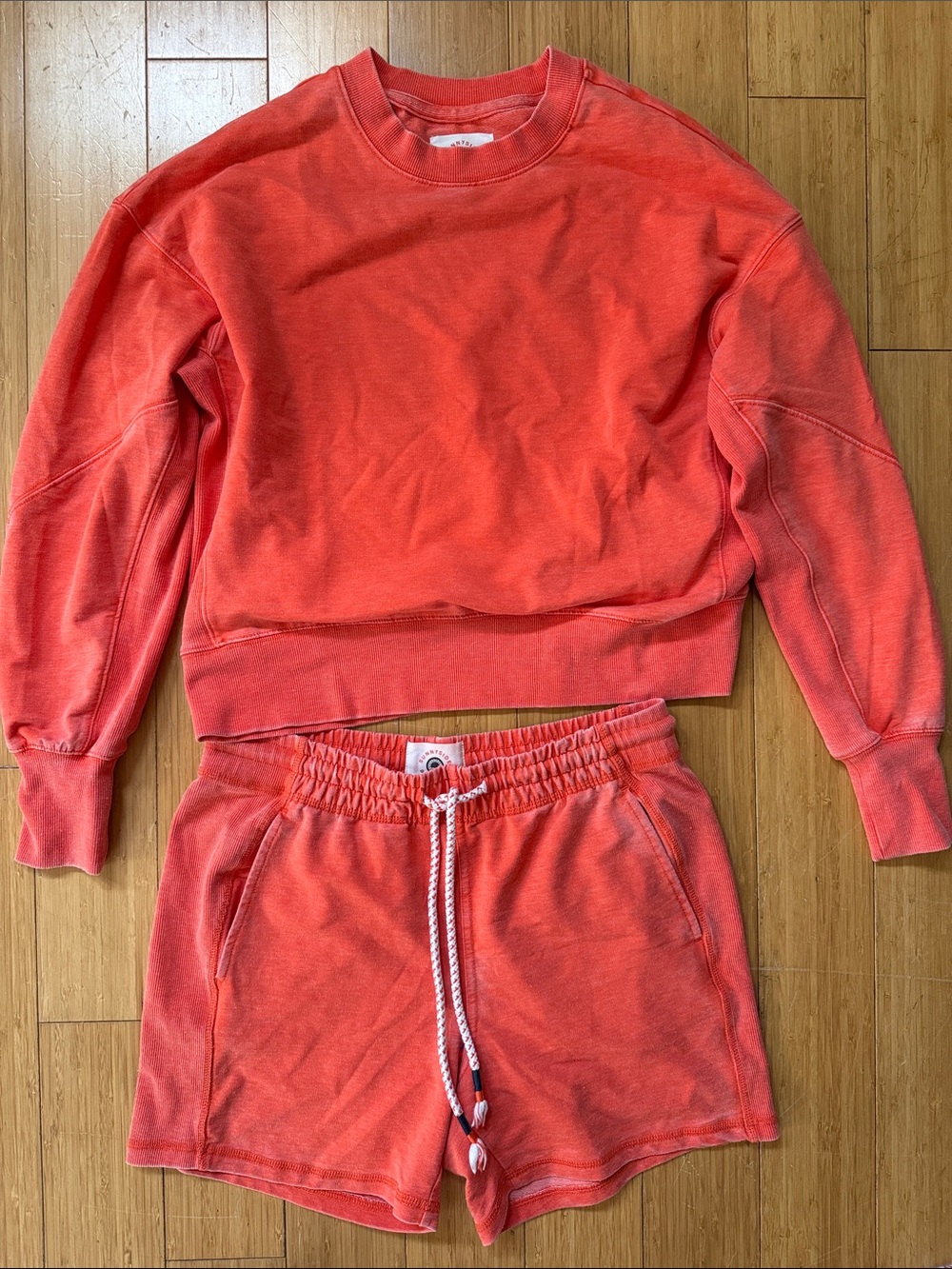 Sundry Coral Drawstring Lounge Shorts Set